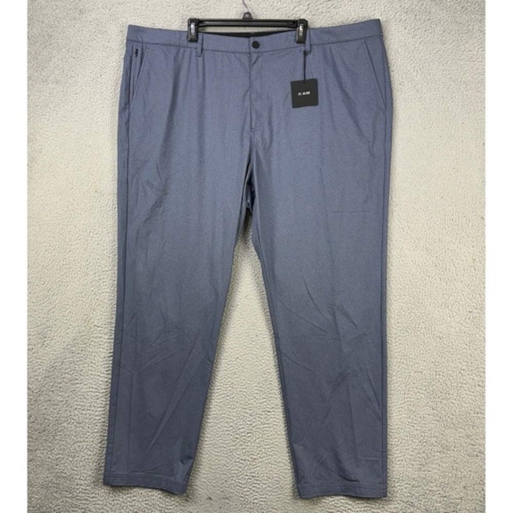 01.Algo Mens Chino Golf Pants 44 Blue Performance Tech Pocket Straight Leg NEW